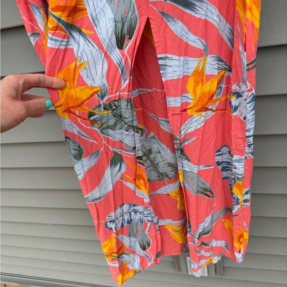 Patrons of Peace size M Tropical Floral Hawaiian Maxi Skirt w/Slits - Coral - Picture 5 of 9